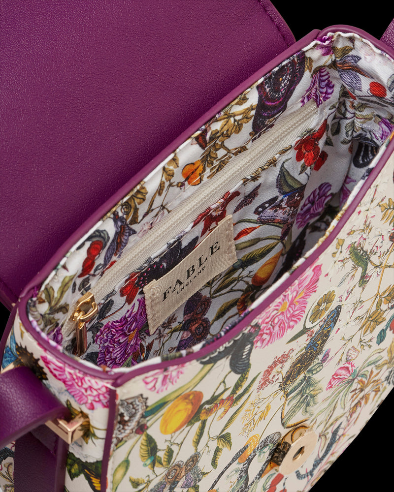 Floral Engravings Plum Saddle Bag