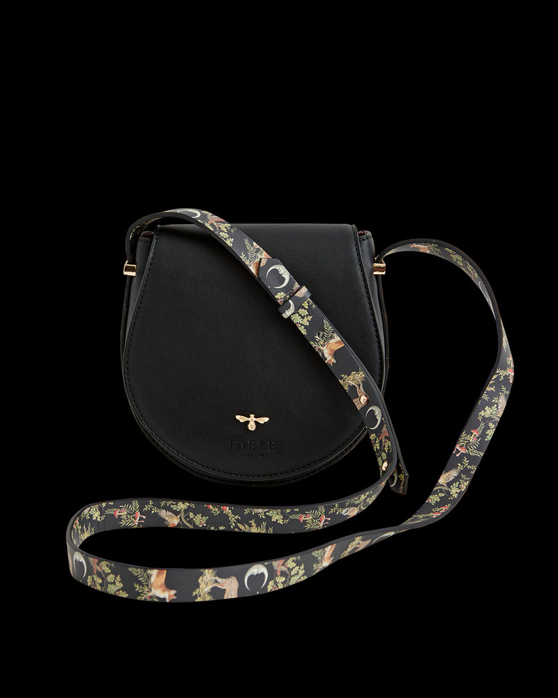 Woodland Toile Saddle Bag - Black
