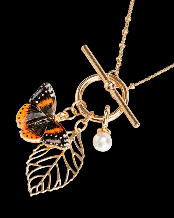 Enamel Red Admiral Charm Necklace