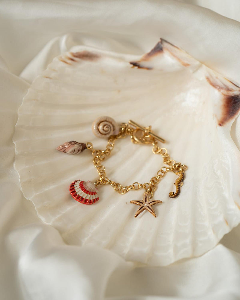 Hand Painted Shell Charm Bracelet