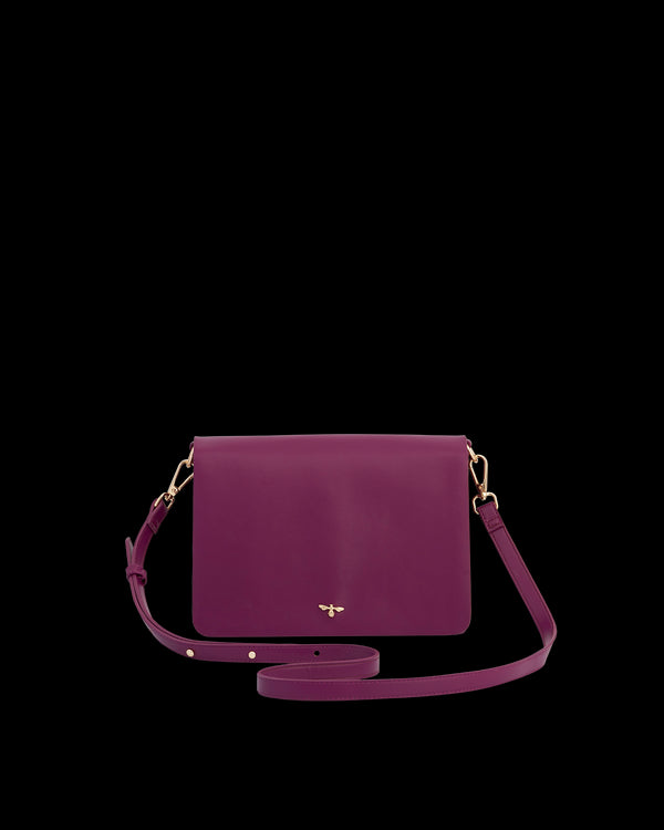 Floral Engravings Plum Crossbody Handbag