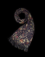 Wolf Garden Navy Scarf with Tassels