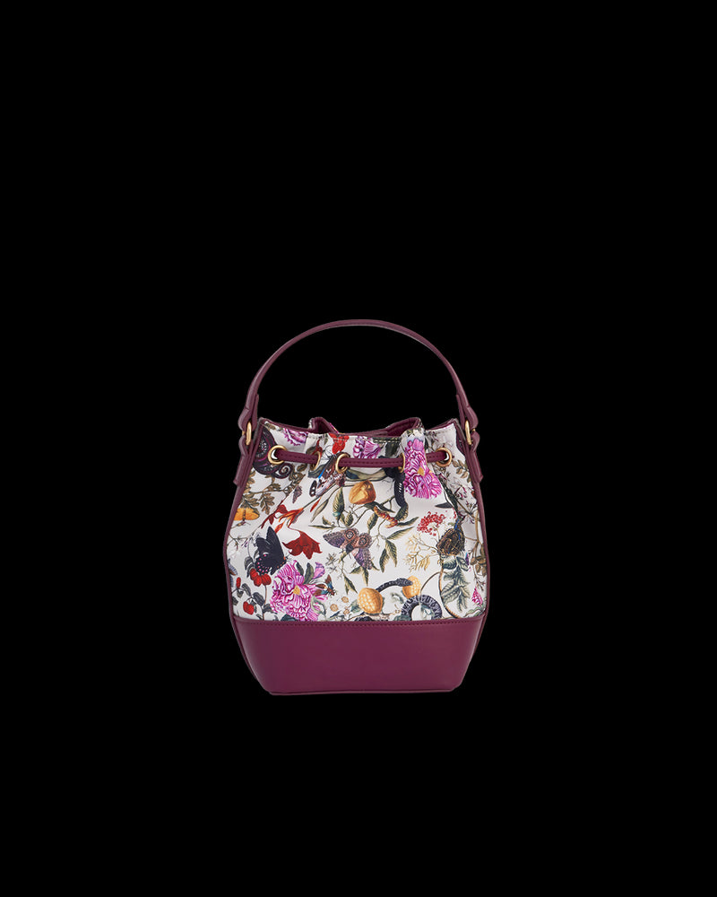 Floral Engravings Plum Bucket Bag