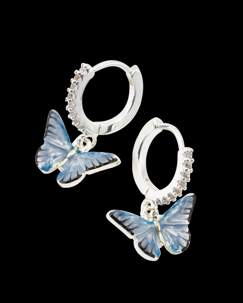 Blue Butterfly Silver Earrings