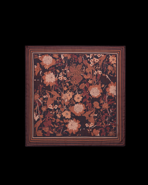 Deco Blooms Black Square Scarf