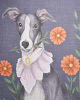 Catherine Rowe Pet Portraits Whippet Medieval Blue Lightweight Scarf