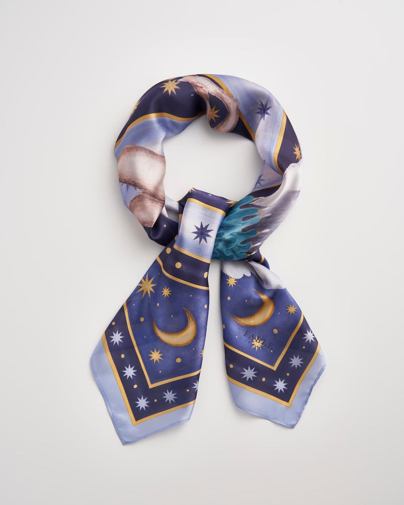 Catherine Rowe Pet Portraits Whippet Blue Silk Square Scarf