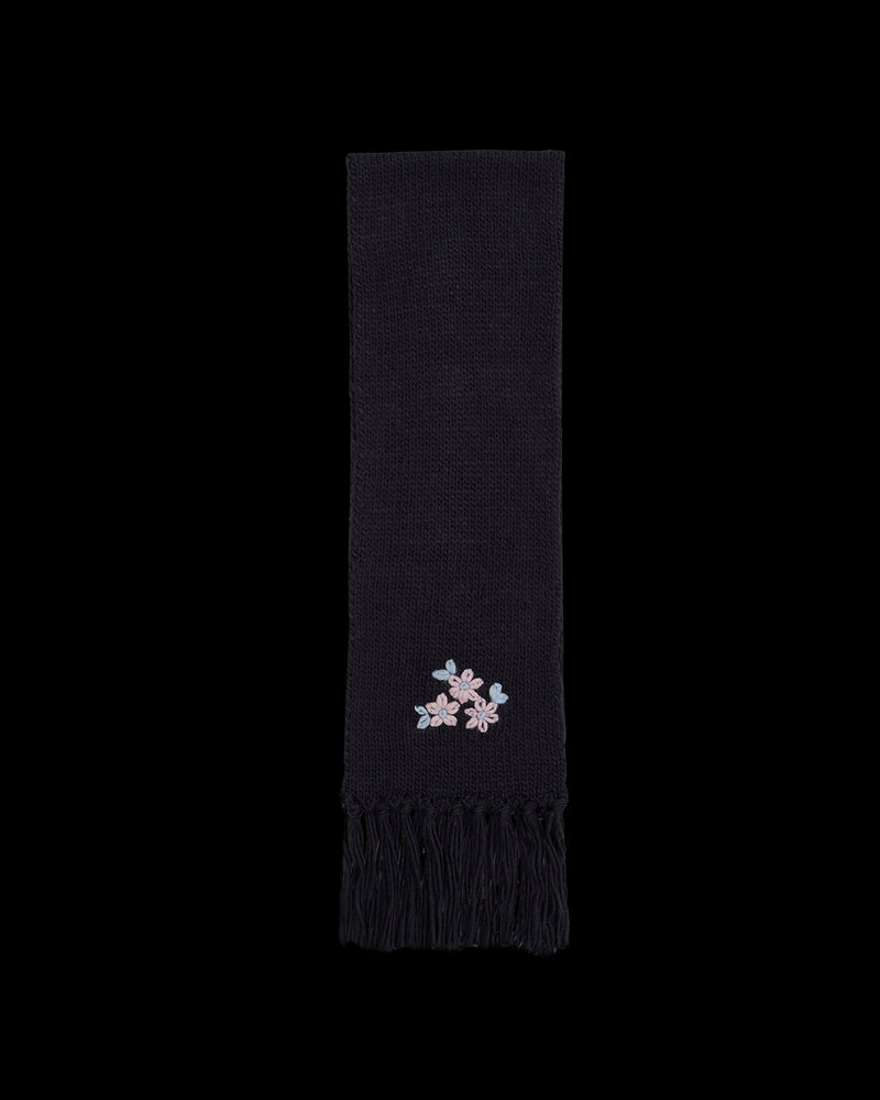 Forget-Me-Not Knitted Navy Scarf