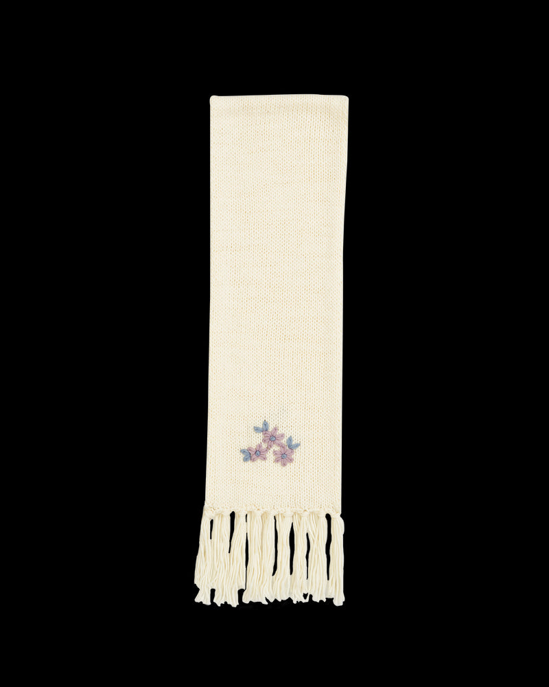 Forget-Me-Not Knitted Cream Scarf