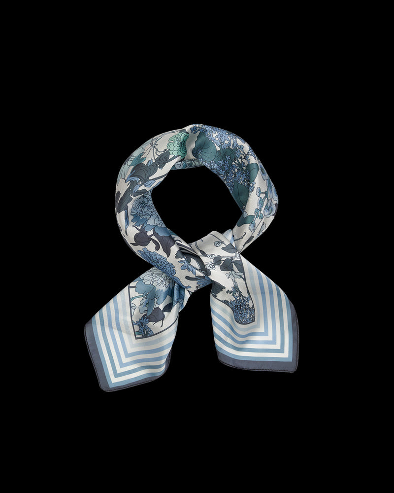 Deco Blooms Blue Square Scarf