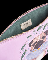 Catherine Rowe Pet Portraits Pug Pink Cotton Pouch