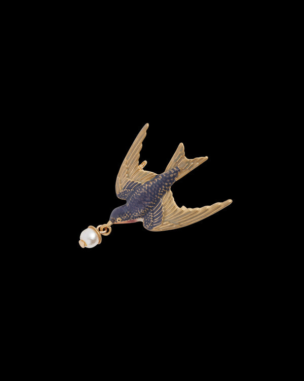 Swallow & Pearl Brooch