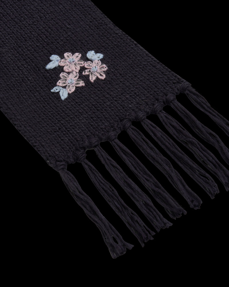 Forget-Me-Not Knitted Navy Scarf
