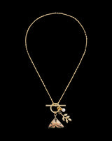 Enamel Moth & Leaf Charm Necklace