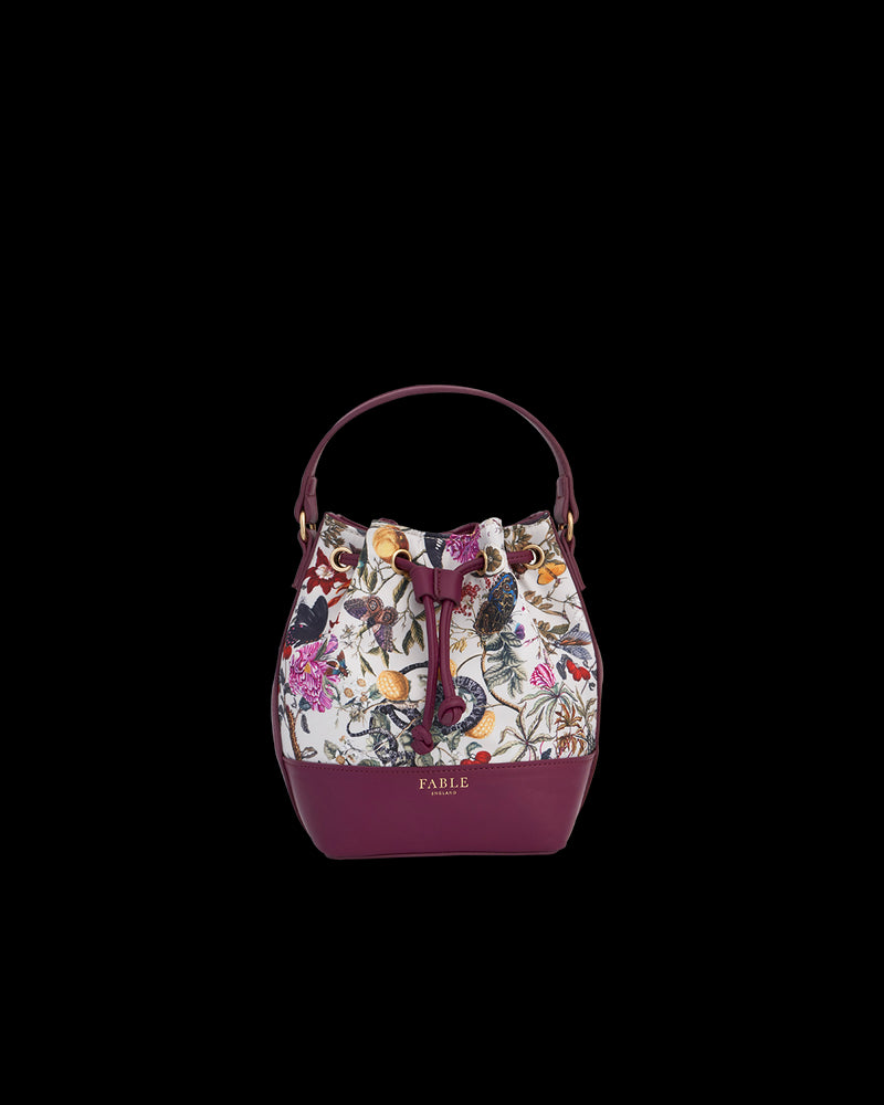 Floral Engravings Plum Bucket Bag