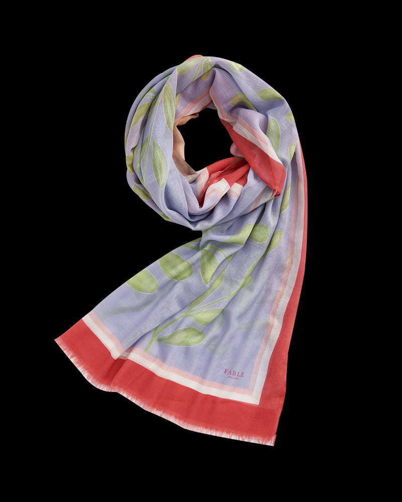 Catherine Rowe Pet Portraits Pug Blue Lightweight Scarf