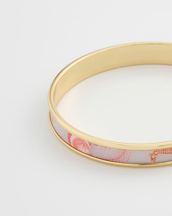 Whispering Sands Gold Plated Printed Bangle - Blue
