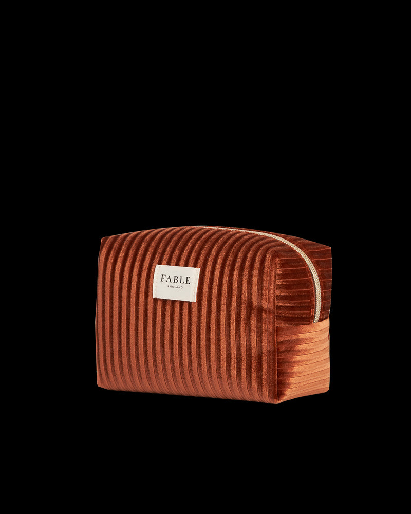 Rust Corduroy Velvet Cosmetics Pouch