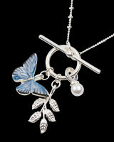 Blue Butterfly Silver Necklace