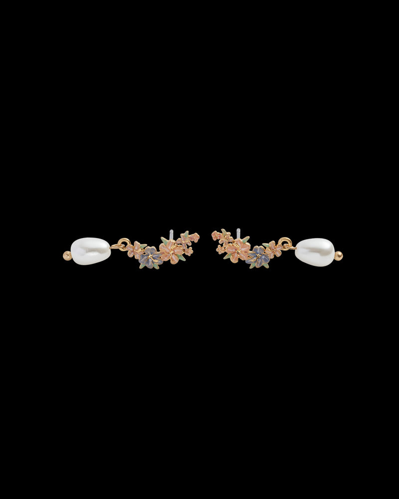 Hibiscus & Pearl Earrings