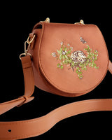 Sleepy Fawn Embroidered Satin Saddle Bag