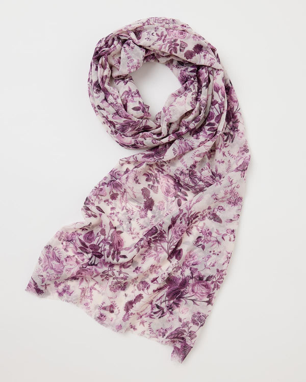 Rambling Floral Lightweight Scarf - Plum