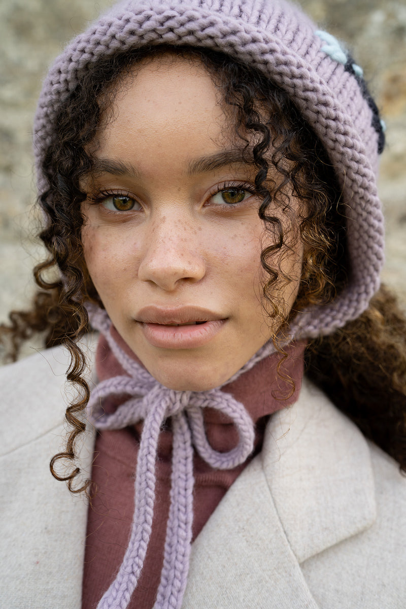 Forget-Me-Not Knitted Lilac Bonnet