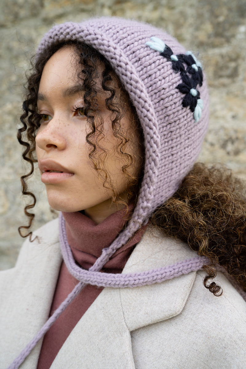 Forget-Me-Not Knitted Lilac Bonnet