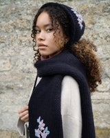 Forget-Me-Not Knitted Navy Scarf