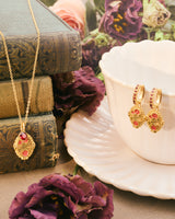 January Birthstone Carnation Huggie Earrings