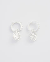 Cobweb Huggie Silver Earrings