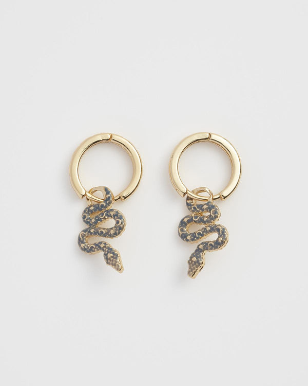 Celestial Snake Huggie Earrings