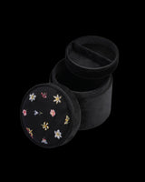 Floral Ditsy Embroidered Black Velvet Jewellery Box