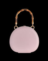 Embroiderd Shell Lilac Bamboo Top Handle Bag