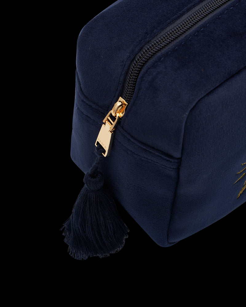 Deer & Moon Embroidered Pouch Blueberry Velvet