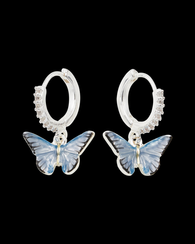 Blue Butterfly Silver Earrings