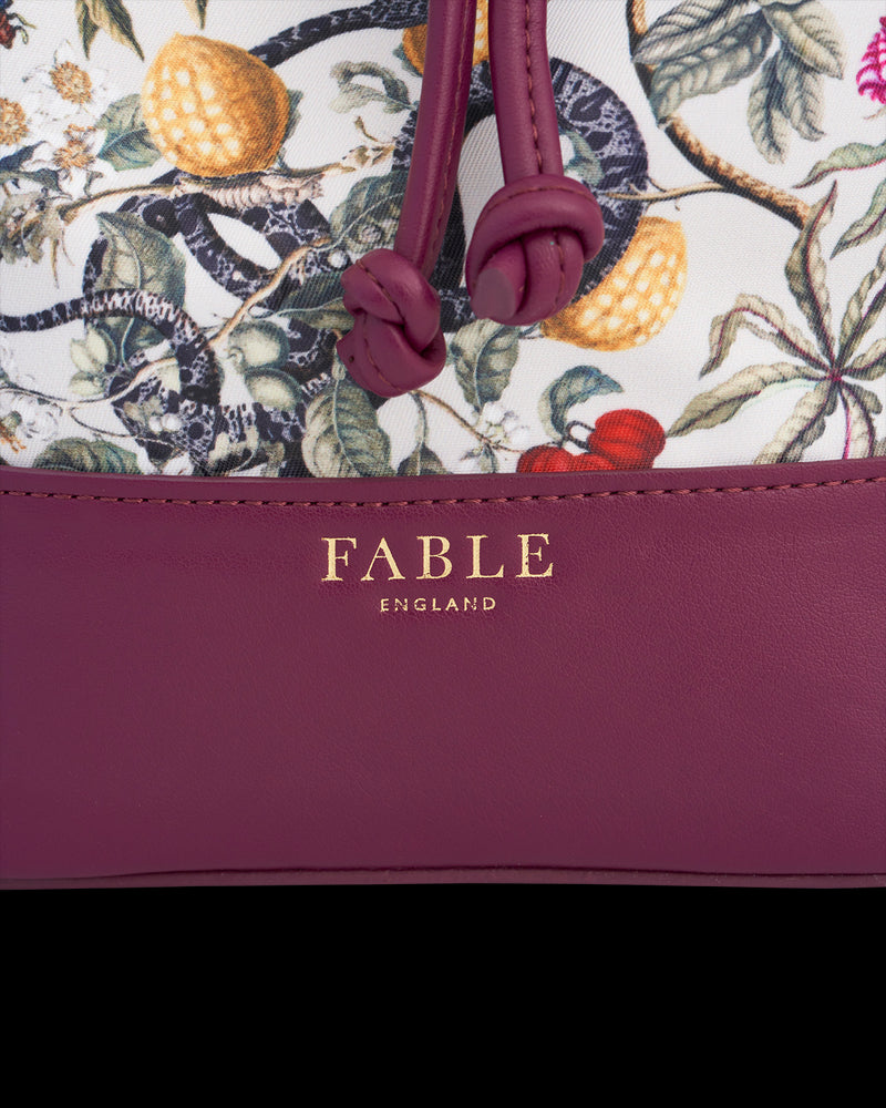 Floral Engravings Plum Bucket Bag