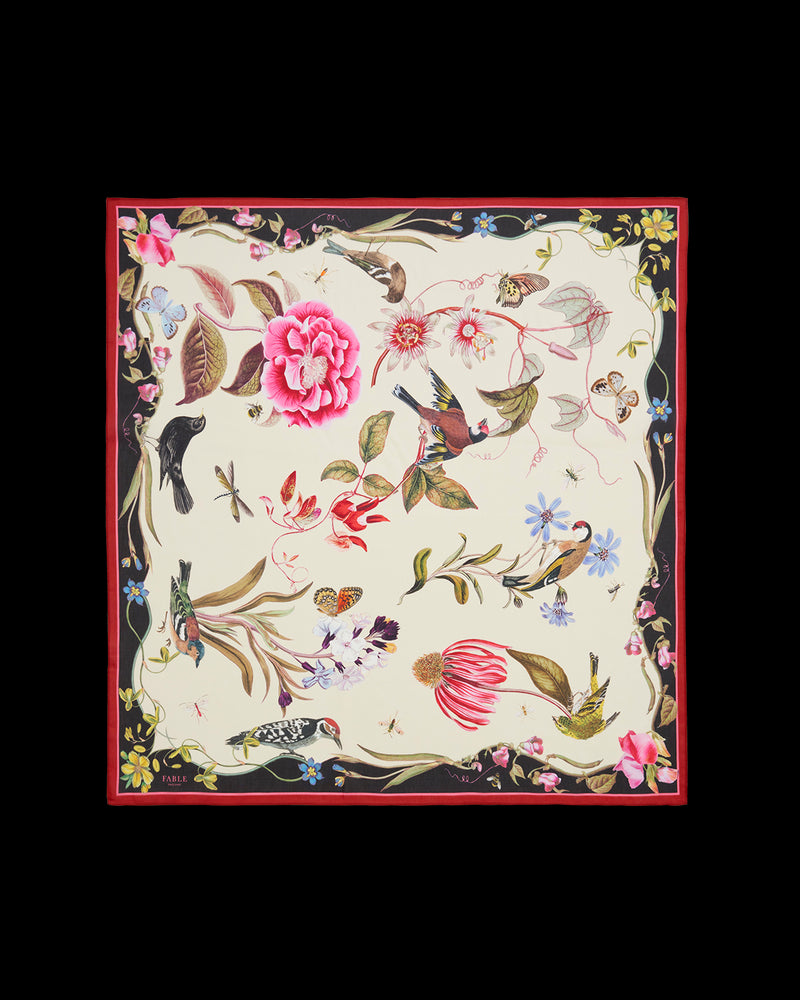 Wonderland Scene Ivory Square Scarf