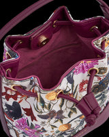 Floral Engravings Plum Bucket Bag