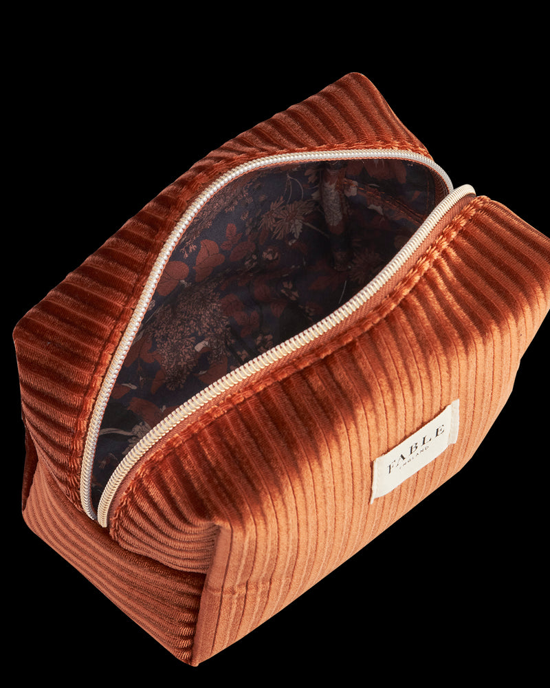 Rust Corduroy Velvet Cosmetics Pouch