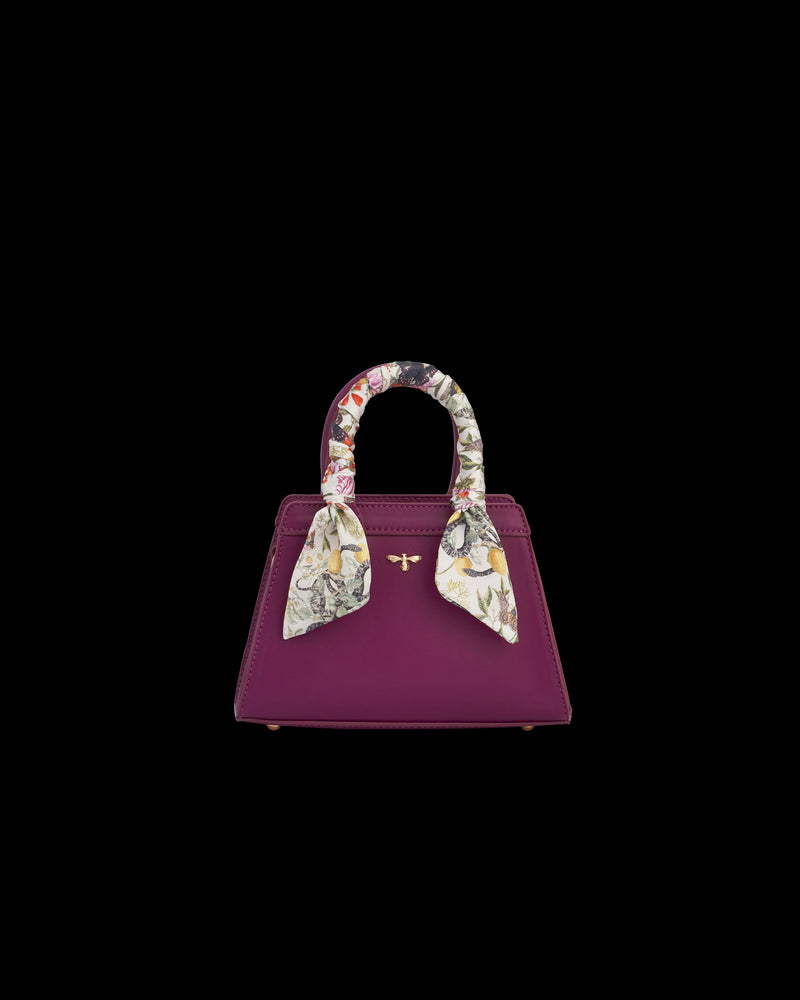 Floral Engravings Mini Plum Tote