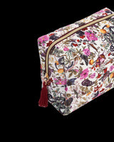 Floral Engravings Large Velvet Cosmetic Bag