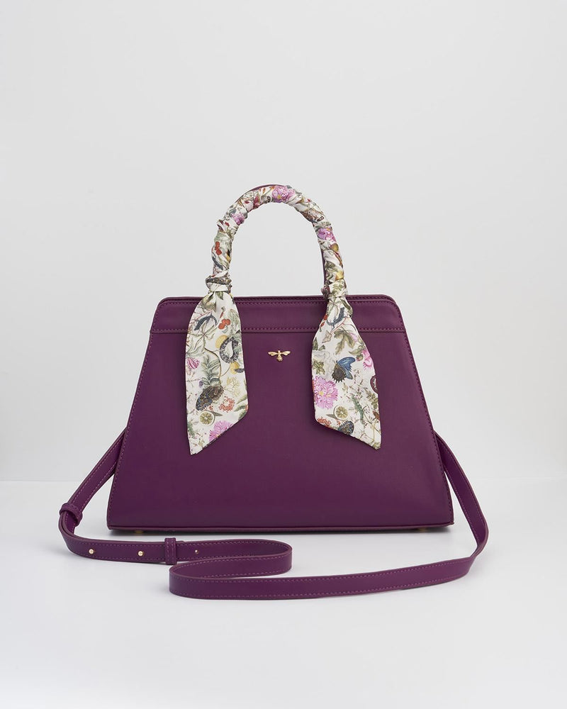 Floral Engravings Large Plum Tote