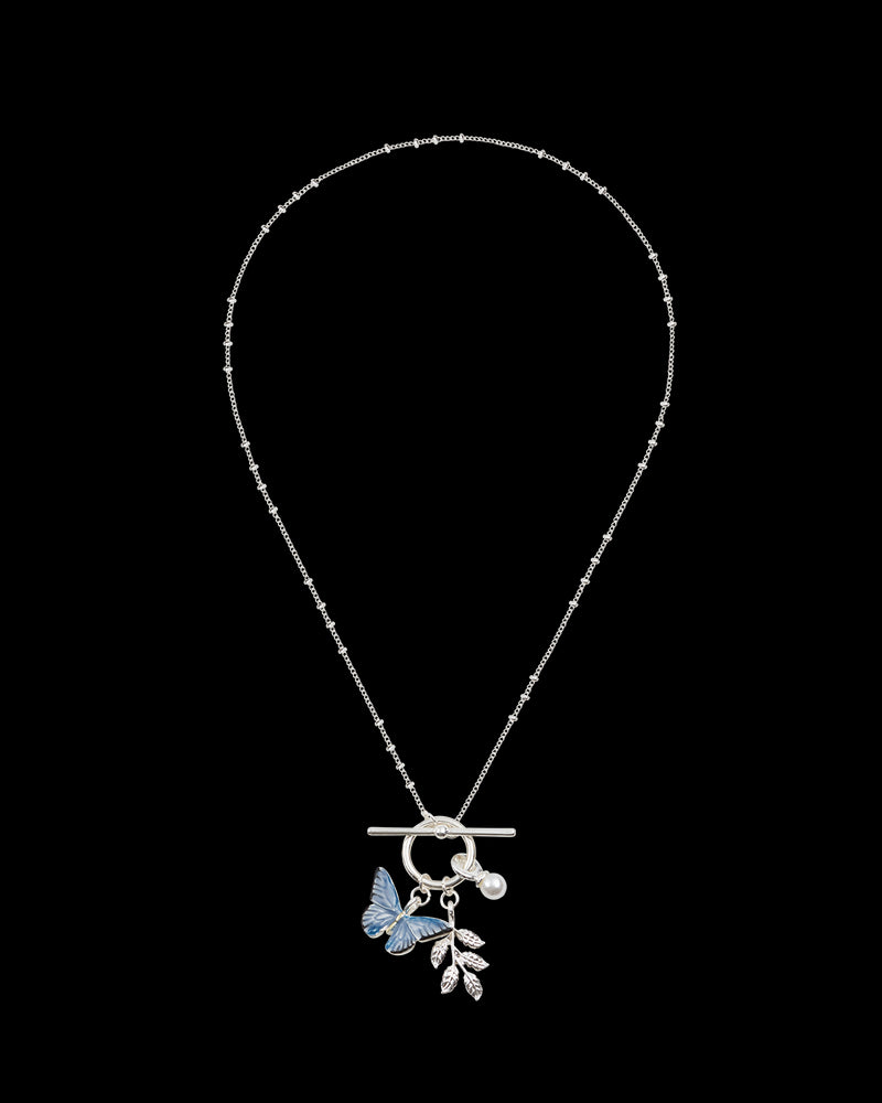 Blue Butterfly Silver Necklace