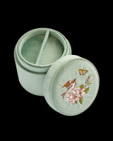 Morning Song Bird Embroidered Round Jewellery Box