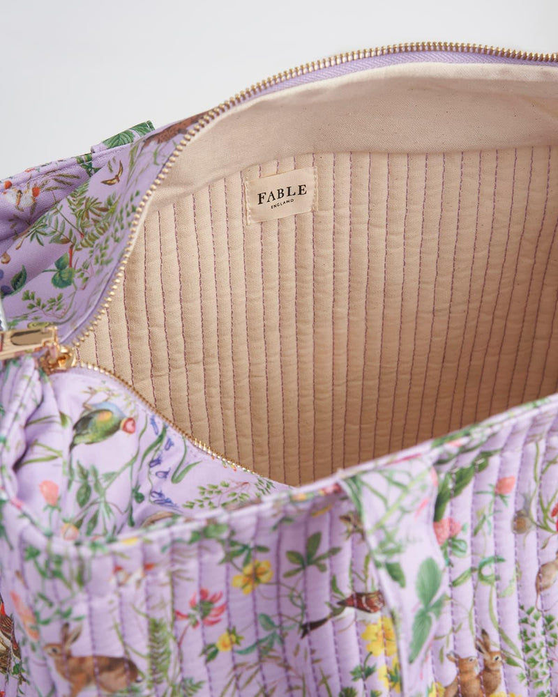 Meadow Creatures Lilac Quilted Tote