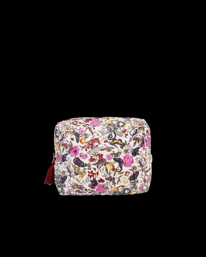 Floral Engravings Large Velvet Cosmetic Bag