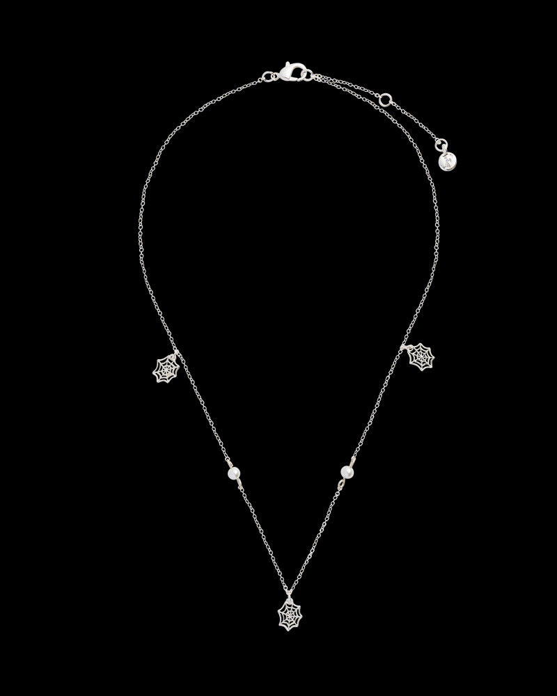 Cobweb & Pearl Silver Necklace