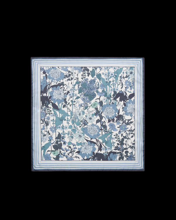 Deco Blooms Blue Square Scarf