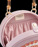 Embroiderd Shell Lilac Bamboo Top Handle Bag